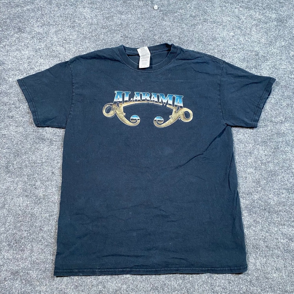 Gildan Alabama Southern Drawl Graphic Tee Mens Medium Black Country Music Shirt